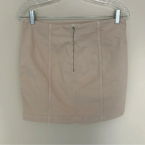 Free People  Light Pink Cotton Denim Stretch Mini Skirt 10 - Picture 2 of 8